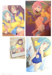 Rule 34 | 00s, 3girls, :d, :o, absurdres, age difference, arm behind back, ass, back, bench, blue eyes, blue hair, blue one-piece swimsuit, blush, book, bow, breasts, brown hair, building, buttons, ceiling, chair, child, cloud, collage, curtains, dankain reiko, desk, dutch angle, eye contact, fisheye, flat chest, flat chest grab, from behind, grabbing, grabbing another&#039;s breast, grass, green eyes, grin, hair bow, hair ribbon, hand on own thigh, hand on thigh, high collar, highres, indoors, lace, leg lift, light smile, long hair, long sleeves, looking at another, looking at viewer, looking back, miniskirt, motion blur, multiple girls, naughty face, necktie, nervous, no nose, official art, one-piece swimsuit, onee-loli, open mouth, outdoors, park bench, pen, pencil skirt, photo (medium), photo (object), pink eyes, pink hair, pop, poster (object), railing, reclining, red eyes, ribbon, scan, school uniform, shirt, shoes, short hair, short twintails, sidelocks, sitting, skirt, sky, skyscraper, smile, sneakers, socks, standing, standing on one leg, sunset, sweatdrop, sweater, swept bangs, swimsuit, tanaka yutori, thigh gap, tsumekomi shiori, twintails, v, window, you gonna get raped, yuri, yutori-chan