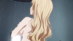 Rule 34 | 1girl, animated, anime screenshot, ass, blonde hair, breasts, butt crack, ciel (synduality), green eyes, highres, large breasts, long hair, nude, screencap, showering, sideboob, solo, synduality, tagme, video