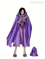 Rule 34 | 1girl, bandages, blind, breasts, cape, cleavage cutout, clog sandals, clothing cutout, comparison, female focus, genderswap, genderswap (mtf), gloves, highres, issho (fujitora), japanese clothes, katana, kimono, large breasts, long hair, one piece, panties, purple kimono, sarashi, scar, scar across eye, scar on face, sitting, smile, solo, sword, thick thighs, thighs, underwear, weapon, yukata