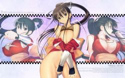 Rule 34 | breasts, cleavage, highres, mitama ~shinobi~, ninja, nipples, no panties, ponytail, ran (mitama ~shinobi~), tony taka