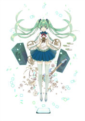 Rule 34 | 1girl, bad id, bad pixiv id, floating hair, green eyes, green hair, hatsune miku, headphones, headset, highres, long hair, looking at viewer, matching hair/eyes, odds &amp; ends (vocaloid), robot, rokuri-eva, skirt, solo, thighhighs, toy, twintails, very long hair, vocaloid, zettai ryouiki