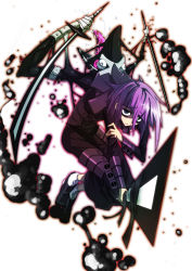 Rule 34 | 00s, androgynous, black skin, colored skin, crona (soul eater), frown, gauntlets, gender request, hair between eyes, open mouth, pink hair, purple eyes, ragnarok (demon sword), saliva, shoes, short hair, soul eater, sword, tongue, tongue out, triple wielding, weapon, x x