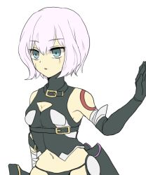 Rule 34 | 1girl, blue eyes, fate/apocrypha, fate (series), gloves, jack the ripper (fate/apocrypha), midriff, scarf, short hair, solo, white hair, woodrice