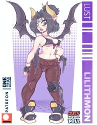 Rule 34 | 1girl, breasts, demon, demon girl, digimon, digimon (creature), fallen angel, highres, lilithmon, mark of evil, medium breasts, one trick dragon, solo, wings