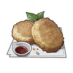 Rule 34 | artist request, bowl, commentary, english commentary, food, food focus, game cg, genshin impact, hash browns, jam, leaf, lowres, muted color, napkin, no humans, official art, simple background, still life, third-party source, transparent background
