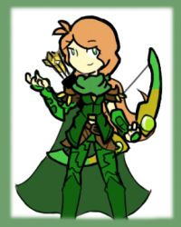 Rule 34 | 1girl, armor, arrow (projectile), artist request, border, bow (weapon), bw, cape, dota (series), dota 2, green footwear, green scarf, leggings, long hair, lowres, ponytail, quiver, red hair, scarf, shoes, simple background, smile, solo, weapon, windranger (dota)