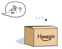 Rule 34 | ..., amazon (company), box, brand name imitation, cardboard box, commentary request, hair ornament, hairclip, hama! (3toshinhmkz), hamakaze (kancolle), kantai collection, no humans, simple background, speech bubble, white background