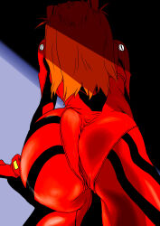 Rule 34 | 1girl, absurdres, all fours, ass, ass focus, bodysuit, breasts, brown hair, cameltoe, eywy4324, hair ornament, highres, long hair, medium breasts, neon genesis evangelion, pilot suit, plugsuit, red bodysuit, ryona, shadow, shiny clothes, skin tight, skindentation, solo, souryuu asuka langley, two side up, very long hair