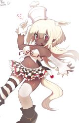 Rule 34 | 1girl, absurdres, animal ears, blonde hair, checkered clothes, chess piece, colored eyelashes, dark-skinned female, dark skin, gloves, highres, horse ears, horse girl, horse tail, long hair, long sleeves, original, pink eyes, pissgata, ribbon, self-upload, stomach, tail, thighhighs, white background