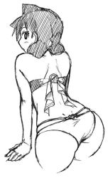 Rule 34 | 1girl, amano megumi, amano megumi wa suki darake!, ass, back, bikini, from behind, long hair, monochrome, nekoguchi, official art, swimsuit, thighs