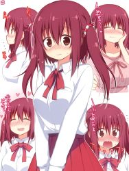 Rule 34 | 10s, 1girl, akane souichi, bad id, bad pixiv id, blush, breasts, brown eyes, brown hair, eating, ebina nana, expressions, full-face blush, gradient background, himouto! umaru-chan, large breasts, long hair, looking at viewer, simple background, spoon, twintails, wavy mouth