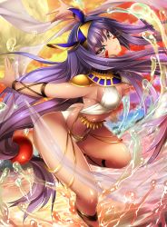 Rule 34 | 1girl, ankle lace-up, bikini, blue hair, breasts, closed mouth, cloud, covered erect nipples, cross-laced footwear, dark-skinned female, dark skin, drawing on another&#039;s face, earrings, egyptian, egyptian clothes, epaulettes, eyebrows, eyelashes, facial mark, fate/grand order, fate (series), full moon, grey eyes, hair between eyes, hair ornament, hairband, hatori mia, highres, hoop earrings, jewelry, leg up, lens flare, long hair, looking at viewer, low-tied long hair, medium breasts, moon, multicolored hair, navel, necklace, nitocris (fate), orb, outdoors, outstretched arms, purple eyes, see-through, shawl, sky, smile, solo, sparkle, standing, standing on one leg, stomach, swimsuit, thighlet, two-tone hair, very long hair, wading, water, white bikini