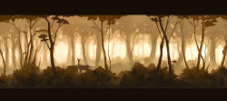 Rule 34 | bush, deer, forest, letterboxed, nature, no humans, original, ryota-h, scenery, sepia, tree