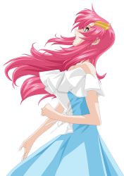 Rule 34 | absurdres, bare shoulders, blue eyes, dress, gundam, gundam seed, highres, lacus clyne, long hair, open mouth, pink hair, profile, solo, transparent background, vector trace