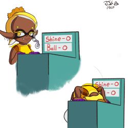 Rule 34 | + +, 1girl, artist name, bare shoulders, bent over, blonde hair, breasts, closed mouth, colored eyelashes, dark-skinned female, dark skin, dated, earrings, english text, fangs, fangs out, female focus, forehead, frye (splatoon), hagoromo, hair tie, hands up, happy, highres, inkling, jewelry, leaning forward, looking to the side, medium hair, multiple earrings, multiple views, nintendo, object on head, pointy ears, see-through, shawl, shirt, signature, simple background, sleeveless, sleeveless shirt, small breasts, smile, splatoon (series), splatoon 3, tentacle hair, tentacles, thesneakyspy, upper body, white background, yellow eyes, yellow shawl, yellow shirt