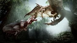 Rule 34 | 3d, absurdres, forest, full body, highres, monster, monster hunter, monster hunter: world, monster hunter (series), nature, outdoors, rathalos