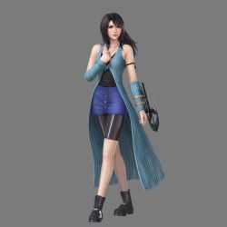 Rule 34 | 1girl, 3d, absurdres, arm ribbon, bare shoulders, black hair, boots, brown hair, dissidia final fantasy, dissidia final fantasy nt, final fantasy, final fantasy viii, full body, grey background, highres, jewelry, long hair, looking at viewer, multicolored hair, necklace, official art, ribbon, rinoa heartilly, simple background, sleeveless, smile, solo, square enix, two-tone hair, weapon