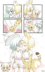Rule 34 | 10s, 3girls, :3, ?, ??, ^ ^, animal ears, artist request, assertive female, bag, blush, closed eyes, comic, elbow gloves, closed eyes, fennec (kemono friends), ferris wheel, fox ears, gloves, half-closed eyes, holding hands, happy, hat, hat feather, heart, hiding, highres, kaban (kemono friends), kemono friends, kiss, md5 mismatch, multiple girls, nose blush, pointing, serval (kemono friends), serval print, serval tail, sitting, smile, source request, surprised, sweatdrop, tail, v, whispering, white background, yuri