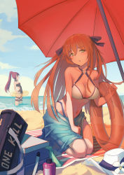 Rule 34 | (9) pai bingxiang, 2girls, :o, alternate costume, alternate hairstyle, bare arms, beach, beach mat, bikini, blue sarong, blue sky, blush, breasts, brown hair, choker, cleavage, collarbone, cooler, day, floatation devices, girls&#039; frontline, green eyes, hair between eyes, hair ribbon, hair rings, hand on legs, hat, head tilt, highleg, highleg bikini, highleg bikini bottom, highres, holding, innertube, large breasts, leaning forward, long hair, looking at viewer, lotion, multiple girls, navel, o-ring, o-ring top, ocean, official alternate costume, one-piece swimsuit, open mouth, ponytail, purple hair, red eyes, ribbon, sand, sarong, seiza, sidelocks, sitting, sky, springfield (girls&#039; frontline), springfield (stirring mermaid) (girls&#039; frontline), standing, stomach, sun hat, sunscreen, swim ring, swimsuit, tareme, thigh strap, thighs, tsurime, umbrella, under umbrella, unworn hat, unworn headwear, very long hair, wa2000 (girls&#039; frontline), wa2000 (op. manta ray) (girls&#039; frontline), water, white bikini, white hat