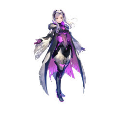 Rule 34 | 1girl, bodysuit, bodysuit under clothes, boots, fire emblem, fire emblem awakening, fire emblem heroes, full body, gloves, glowing bodysuit, highres, hood, long hair, looking at viewer, nintendo, official alternate costume, official art, pants, pants tucked in, puffy pants, robe, robin (female) (fire emblem), robin (fire emblem), simple background, smile, solo, thigh boots, twintails, white hair