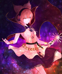 Rule 34 | 1girl, absurdres, belt, blouse, blurry, bokeh, bracelet, breasts, cape, commentary request, depth of field, earmuffs, foot out of frame, gold trim, hekiyama yurika, highres, holding, holding sword, holding weapon, jewelry, light brown hair, light smile, looking ahead, medium breasts, orange eyes, parted lips, pink shirt, pointy hair, purple background, purple cape, purple neckwear, purple ribbon, purple skirt, ribbon, sarashi, shirt, short hair, simple background, skirt, sleeveless, sleeveless shirt, solo, sword, touhou, toyosatomimi no miko, weapon