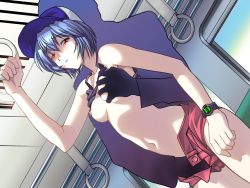 Rule 34 | 1girl, a1 (initial-g), ayanami rei, blue hair, breasts, chikan, exhibitionism, faceless, faceless male, fingering, free use, grabbing, grabbing another&#039;s breast, groping, hand grip, hand in panties, large breasts, neon genesis evangelion, nipples, non-web source, panties, public indecency, red eyes, shameless, short hair, solo focus, train, train interior, underwear, watch, wristwatch
