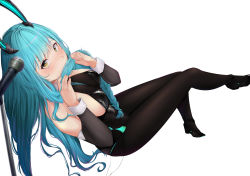 Rule 34 | 1girl, absurdres, ae030, azur lane, bad id, bad pixiv id, bare shoulders, black footwear, black leotard, black pantyhose, blue hair, bodystocking, boise (azur lane), boise (sheepish sapphire) (azur lane), breasts, covering own mouth, detached sleeves, from above, full body, highres, holding, holding own hair, large breasts, leotard, light blue hair, long hair, looking at viewer, mechanical ears, microphone, microphone stand, official alternate costume, pantyhose, playboy bunny, see-through, sitting, solo, very long hair, yellow eyes