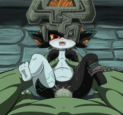 Rule 34 | 00s, 1boy, 1girl, barefoot, bdsm, blush, bondage, bound, breasts, censored, chain, feet, ganondorf, helmet, hetero, highres, lying, midna, missionary, mosaic censoring, navel, nintendo, nude, on back, one eye covered, open mouth, penis, pointless censoring, pointy ears, pussy, pussy juice, rape, restrained, sex, size difference, slave, small breasts, solo focus, sweat, takamame, tears, teeth, the legend of zelda, the legend of zelda: twilight princess