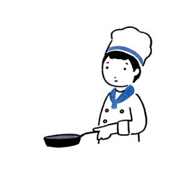Rule 34 | . ., 1boy, animal, animated, animated gif, black hair, blue neckerchief, cat, chef, chef hat, closed mouth, cooking, cropped torso, dolphin, dot nose, flipping food, food, frying pan, hand up, hat, hirasawa minami, holding, holding frying pan, long sleeves, looking ahead, looking up, looping animation, lowres, male focus, neckerchief, original, pancake, shooting star, simple background, sleeves rolled up, smile, solo, star (symbol), surreal, undersized animal, uniform, upper body, white background, white hat