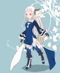 Rule 34 | 1girl, bravely default: flying fairy, bravely default (series), bravely second: end layer, breasts, closed mouth, eyebrows, flower, frills, from side, hair flower, hair ornament, lips, long hair, long sleeves, magnolia arch, pink eyes, smile, solo, square enix, standing, tagme, white hair