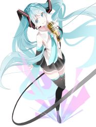 Rule 34 | 1girl, bad id, bad pixiv id, black footwear, black skirt, blue eyes, blue hair, blue nails, blue necktie, boots, detached sleeves, floating hair, full body, hair ornament, hatsune miku, headphones, headset, holding, holding microphone, index finger raised, long hair, microphone, miniskirt, nail polish, necktie, pleated skirt, runaruye3, shirt, simple background, skirt, sleeveless, sleeveless shirt, smile, solo, standing, thigh boots, thighhighs, twintails, very long hair, vocaloid, white background, white shirt, zettai ryouiki