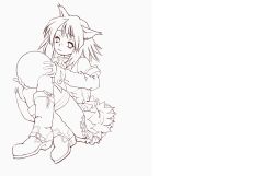 Rule 34 | 1girl, animal ears, ass, ball, belt, boots, fox ears, fox tail, full body, holding, lineart, looking at viewer, miniskirt, monochrome, mozilla firefox, os-tan, personification, short hair, simple background, sitting, sketch, skirt, sleeves past wrists, smile, solo, tail, thighhighs, zettai ryouiki