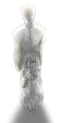 Rule 34 | 1boy, 1girl, age difference, back-to-back, bandages, caren hortensia, child, eyepatch, fate/stay night, fate/zero, fate (series), father and daughter, kinroh, kotomine kirei, spot color, wavy hair, yellow eyes, aged down