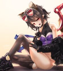 Rule 34 | 1girl, alternate costume, animal ear fluff, animal ears, black hair, black thighhighs, blush, boots, breasts, bulge, collarbone, commission, ears, erection, erection under clothes, futanari, glasses, glasses on head, gloves, gradient background, hair between eyes, hand on own thigh, hand to own mouth, highres, houjuu nue, huge penis, jacket, knee up, large testicles, long sleeves, looking at viewer, medium breasts, off shoulder, open clothes, open jacket, open mouth, penis, pointy ears, red eyes, shadow, short hair, sitting, smile, solo, sunglasses, sunglasses on head, sunnysideup, tail, tanuki, tanuki ears, tanuki tail, teeth, testicle peek, testicles, thighhighs, thighs, tongue, touhou, touhou lostword, turtleneck, veins, wings, yellow background, zipper