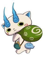 Rule 34 | bag, facing away, highres, komasan, looking at viewer, looking back, official art, shoulder bag, simple background, solo, white background, youkai watch