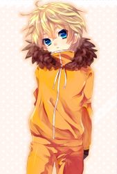 Rule 34 | 1boy, animification, bad id, bad pixiv id, blonde hair, blue eyes, coat, gloves, kenny mccormick, male focus, riko (kujira215), solo, south park