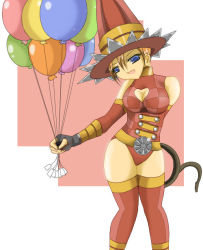 Rule 34 | balloon, blue eyes, breasts, capcom, character request, cleavage, god hand, hat, name john, orange hair, thighhighs, whip