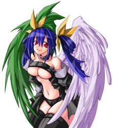 Rule 34 | angel wings, arc system works, belt bra, blue hair, breasts, cleavage, cleavage cutout, clothing cutout, collar, dizzy (guilty gear), guilty gear, kobayashi tetsuya, red eyes, ribbon, smile, tagme, tail, thighhighs, underboob, wings