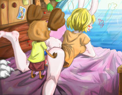 Rule 34 | 1boy, 1girl, age difference, anal, anal object insertion, animal ears, artist request, butt plug, carrot (one piece), furry, hetero, object insertion, one piece, rabbit ears, rabbit tail, reindeer, sex, sex toy, size difference, smile, tail, tony tony chopper, vaginal