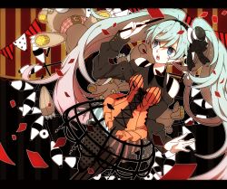 Rule 34 | + +, 1girl, aqua eyes, aqua hair, asymmetrical legwear, bare shoulders, black dress, black ribbon, black thighhighs, cross-laced clothes, cross-laced top, dress, eiku, hair between eyes, hair ribbon, hairband, halterneck, hand up, hat, hatsune miku, holding, letterboxed, long hair, mini hat, open mouth, pantyhose, polka dot, polka dot legwear, ribbon, shorts, skirt basket, solo, stitched face, stitches, striped background, striped clothes, striped pantyhose, striped thighhighs, stuffed animal, stuffed toy, teddy bear, thighhighs, twintails, two-tone shorts, uneven legwear, vertical-striped clothes, vertical-striped pantyhose, vertical-striped thighhighs, very long hair, vocaloid