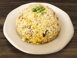 Rule 34 | food, food focus, fried rice, no humans, peas, photo-referenced, plate, rice, toshi (hokkaido2015)