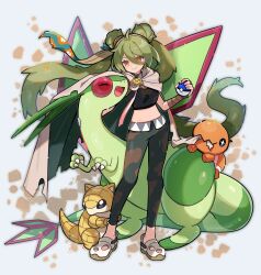 Rule 34 | 1girl, 3others, absurdres, bandaged arm, bandages, cape, claws, creatures (company), crocs, crop top, double bun, dragon, dragon tail, dragon wings, floating hair, flygon, fuinagi (huyuu mm), full body, game freak, gen 1 pokemon, gen 3 pokemon, great ball, green hair, ground miku (project voltage), hair bun, happy, hatsune miku, highres, hug, long hair, midriff, multiple others, nintendo, orange eyes, pants, poke ball, pokemon, pokemon (creature), project voltage, sand, sandshrew, smile, tail, trapinch, twintails, vaginal, very long hair, vocaloid, wings