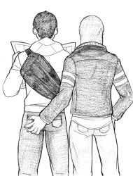 Rule 34 | 2boys, alex mercer, ass, ass grab, assassin&#039;s creed, assassin&#039;s creed (series), bad id, bad pixiv id, crossover, denim, desmond miles, greyscale, hood, hooded jacket, jacket, jeans, male focus, monochrome, multiple boys, newspaper, pants, prototype (game), yaoi
