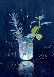 Rule 34 | beaker, check commentary, commentary request, highres, leaf, no humans, original, plant, rain, reflection, reflective water, ripples, somaz, star (symbol), still life, water