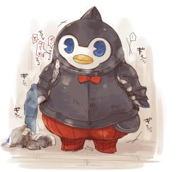 Rule 34 | 10s, 7010, animal costume, animal focus, bird, boots, bow, brown footwear, clothes, gradient background, granblue fantasy, no humans, panties, pengie, penguin, penguin costume, solo, steam, underwear, white panties