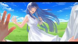 Rule 34 | 1girl, blue hair, character request, chuuouku, dress, highres, hypnosis mic, long dress, long hair, tagme, tohoten otome