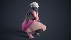 Rule 34 | 1girl, 3d, animated, ass, bare shoulders, black hair, breasts, brown eyes, cleavage, creatures (company), curvy, dawn (pokemon), game freak, gen 4 pokemon, highres, large breasts, legs up, long hair, nintendo, phonograph, piplup, pokemon, pokemon (creature), pokemon dppt, skirt, solo, squatting, tagme, thick thighs, thighs, turntable, usukeninja, video, wide hips