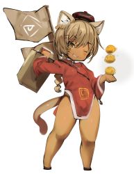 Rule 34 | 1boy, animal ears, child, chinese clothes, highres, male focus, shirokujira, smile, solo, tail, thighs, thong, wink
