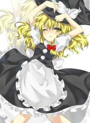 Rule 34 | 1girl, blonde hair, female focus, hat, kirisame marisa, one eye closed, shingetsu takehito, solo, touhou, wink, witch, witch hat, yellow eyes, zoom layer