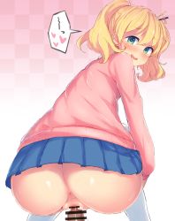 Rule 34 | 10s, 1boy, 1girl, alice cartelet, anus, ass, bad id, bad pixiv id, blonde hair, blush, cameltoe, censored, clothed sex, cum, cum in pussy, green eyes, heart, heart-shaped pupils, hetero, highres, kin-iro mosaic, looking at viewer, looking back, nitro (mugityaoisii), no panties, open mouth, penis, pink sweater, pussy, saliva, sex, skirt, smile, sweater, symbol-shaped pupils, thighhighs, upskirt, vaginal, white thighhighs
